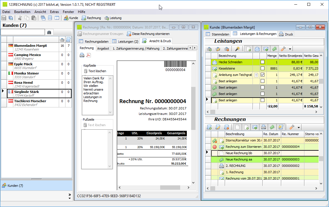 Hauptfenster Dashboard